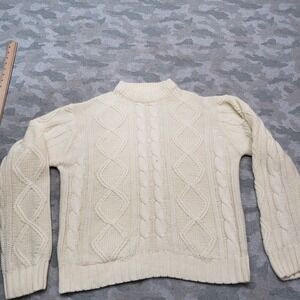 Vintage Sears Sweater Mens Medium Yellow Kings Road Cable Knit Fisherman